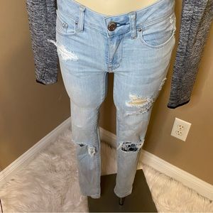 American Eagle Light Wash Ripped Skinny Jeans Size 00R